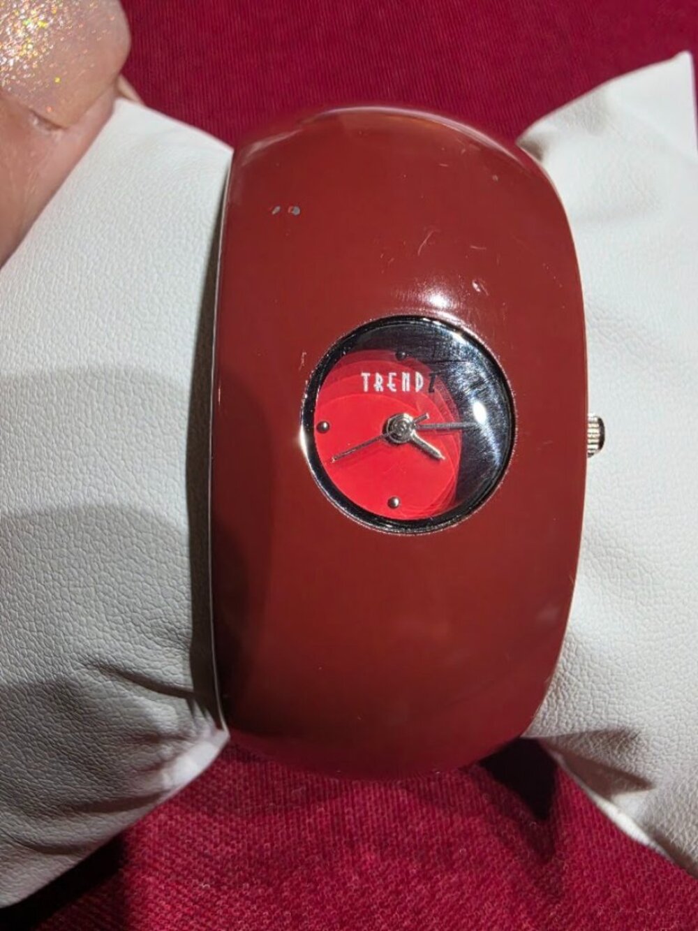 Trendz Vintage Chunky Red Cuff Bangle Watch